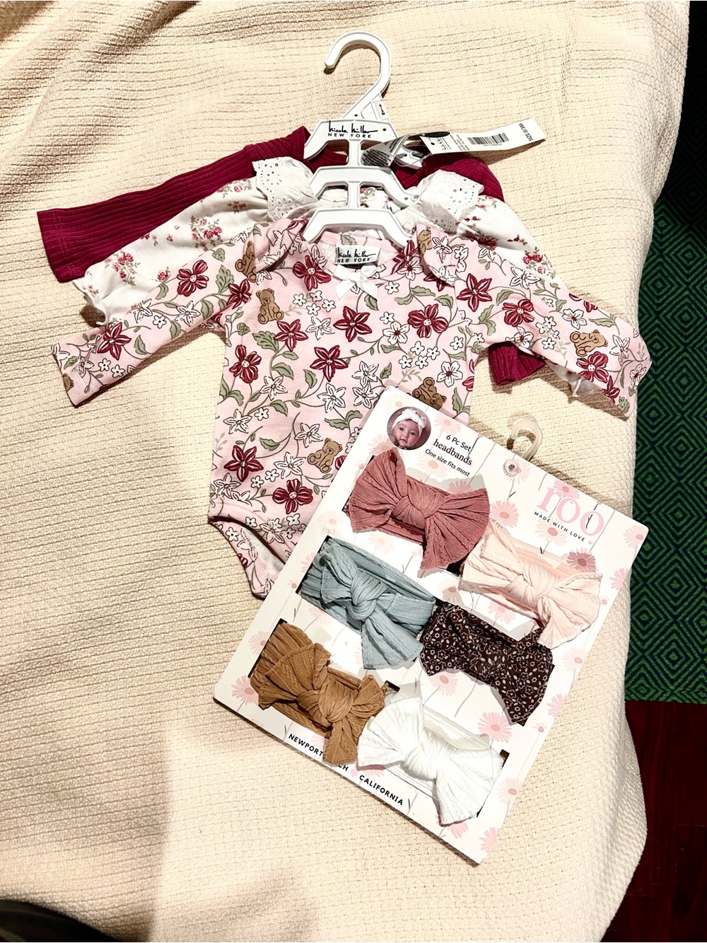Baby girl Long sleeve onesies 0-3 months and Headbands